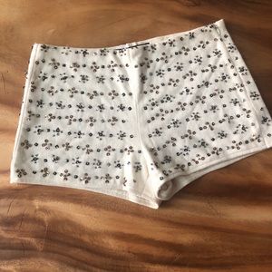 Cream beaded shorts